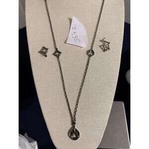Vintage Brighton Necklace & Earrings Set Silver Tone 36”